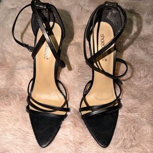 Shoe Dazzle Elegant Black Strappy Heels